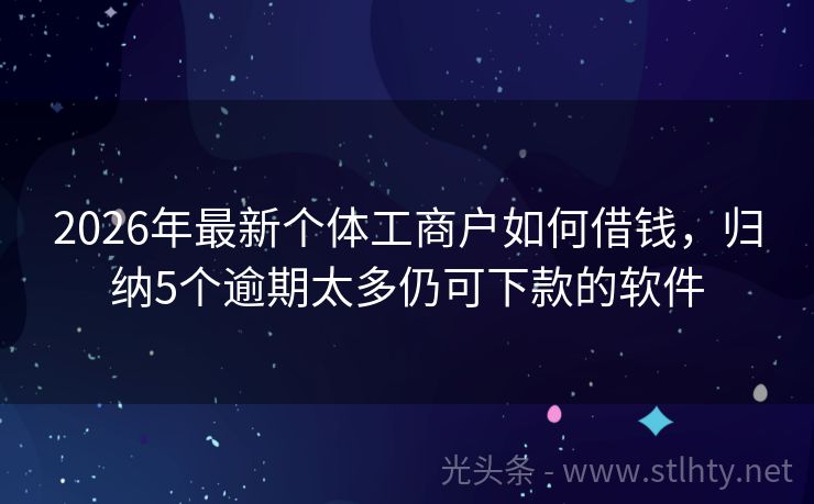 2026年最新个体工商户如何借钱，归纳5个逾期太多仍可下款的软件