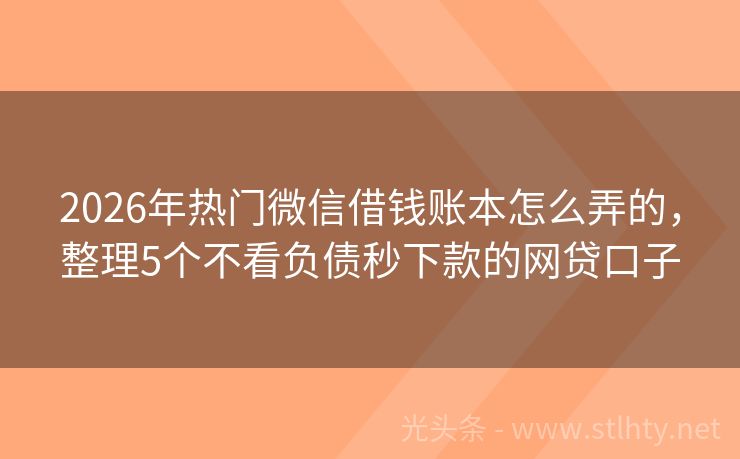 2026年热门微信借钱账本怎么弄的，整理5个不看负债秒下款的网贷口子