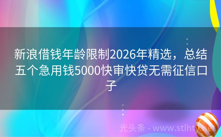 新浪借钱年龄限制2026年精选,总结五个急用钱5000快审快贷无需征信口子