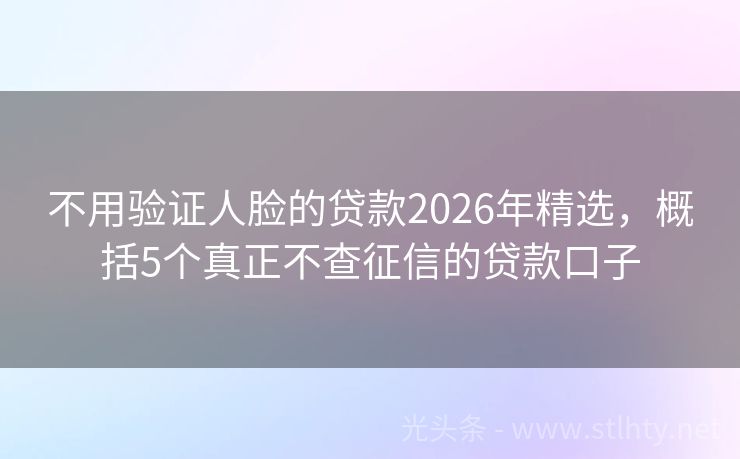 不用验证人脸的贷款2026年精选，概括5个真正不查征信的贷款口子