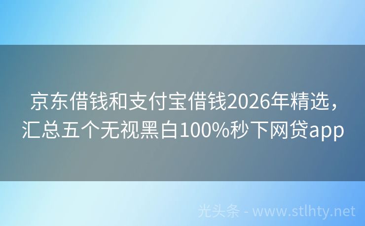 京东借钱和支付宝借钱2026年精选,汇总五个无视黑白100%秒下网贷app