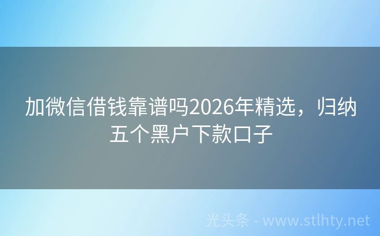 加微信借钱靠谱吗2026年精选，归纳五个黑户下款口子
