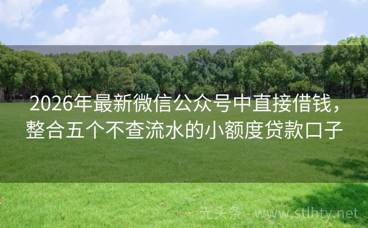 2026年最新微信公众号中直接借钱,整合五个不查流水的小额度贷款口子
