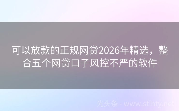 可以放款的正规网贷2026年精选，整合五个网贷口子风控不严的软件