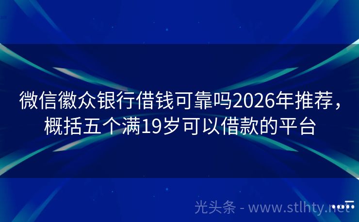 微信徽众银行借钱可靠吗2026年推荐,概括五个满19岁可以借款的平台