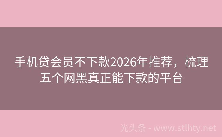 手机贷会员不下款2026年推荐，梳理五个网黑真正能下款的平台