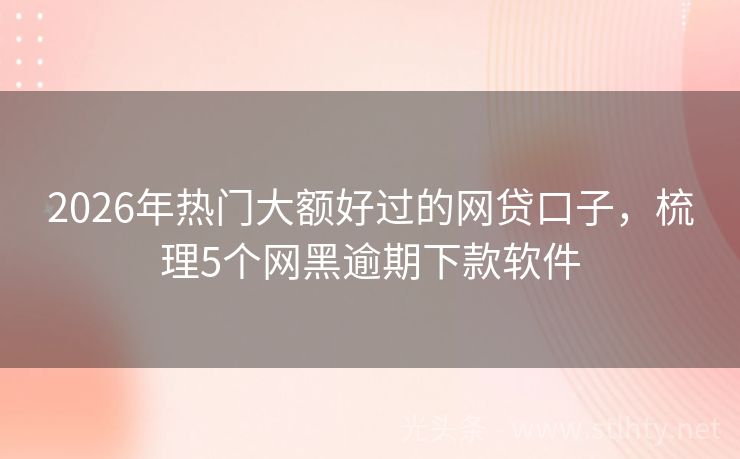 2026年热门大额好过的网贷口子,梳理5个网黑逾期下款软件