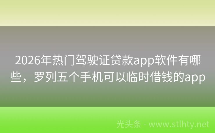 2026年热门驾驶证贷款app软件有哪些，罗列五个手机可以临时借钱的app