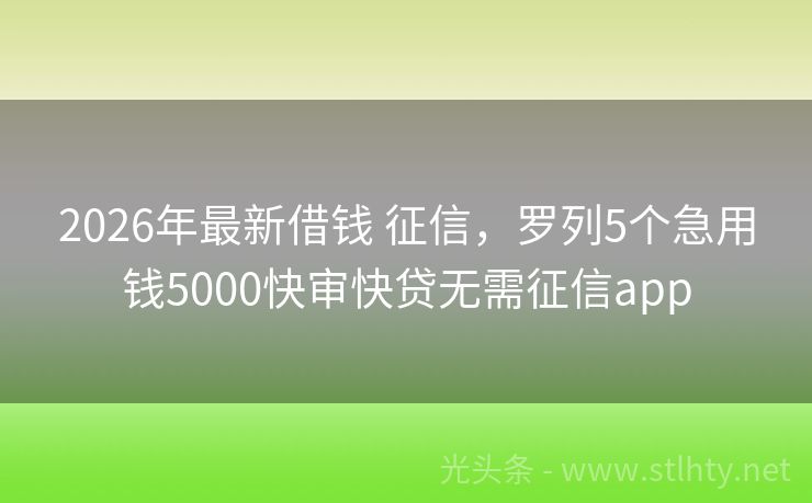 2026年最新借钱 征信，罗列5个急用钱5000快审快贷无需征信app