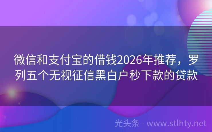 微信和支付宝的借钱2026年推荐，罗列五个无视征信黑白户秒下款的贷款