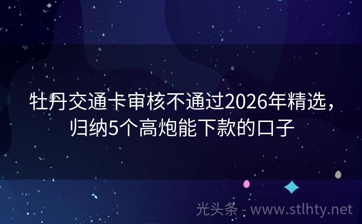 牡丹交通卡审核不通过2026年精选，归纳5个高炮能下款的口子