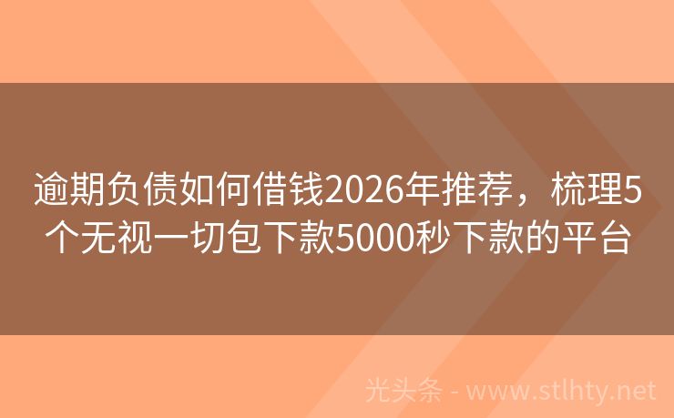 逾期负债如何借钱2026年推荐,梳理5个无视一切包下款5000秒下款的平台