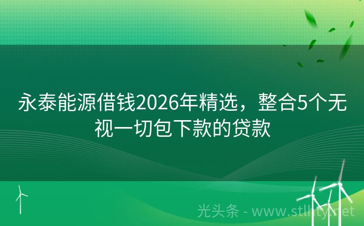 永泰能源借钱2026年精选，整合5个无视一切包下款的贷款