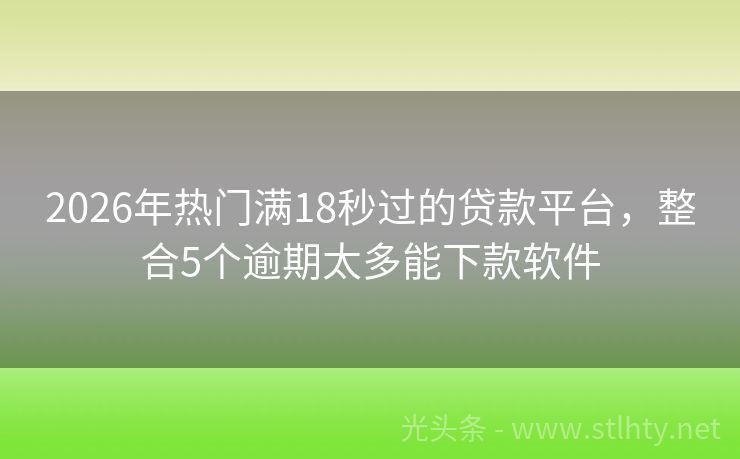 2026年热门满18秒过的贷款平台，整合5个逾期太多能下款软件