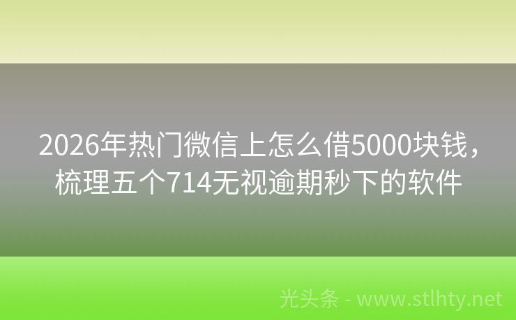 2026年热门微信上怎么借5000块钱,梳理五个714无视逾期秒下的软件