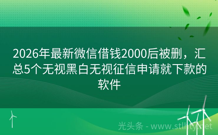 2026年最新微信借钱2000后被删，汇总5个无视黑白无视征信申请就下款的软件
