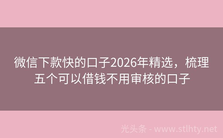 微信下款快的口子2026年精选,梳理五个可以借钱不用审核的口子