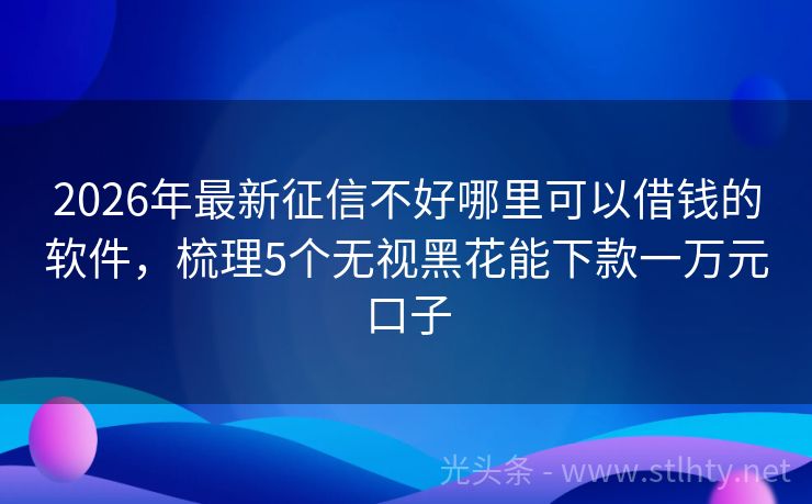 2026年最新征信不好哪里可以借钱的软件，梳理5个无视黑花能下款一万元口子