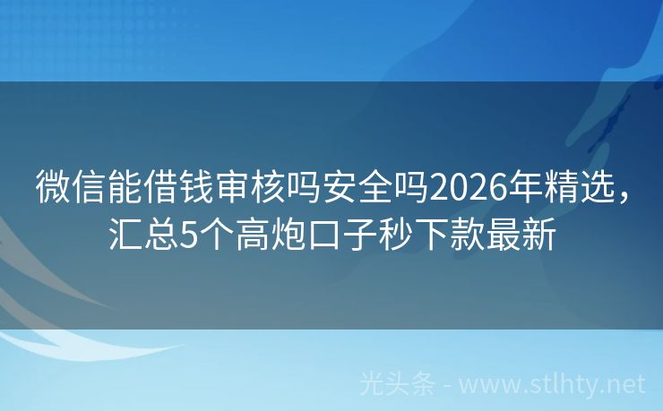 微信能借钱审核吗安全吗2026年精选,汇总5个高炮口子秒下款最新