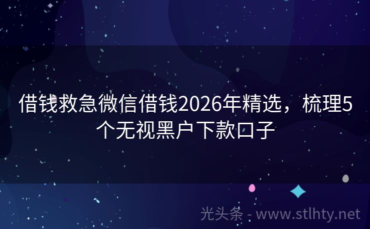 借钱救急微信借钱2026年精选,梳理5个无视黑户下款口子