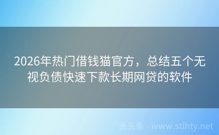 2026年热门借钱猫官方，总结五个无视负债快速下款长期网贷的软件