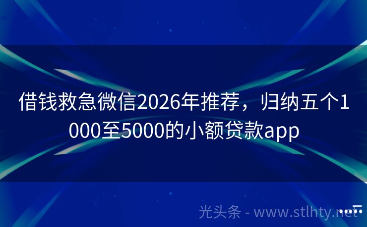 借钱救急微信2026年推荐,归纳五个1000至5000的小额贷款app