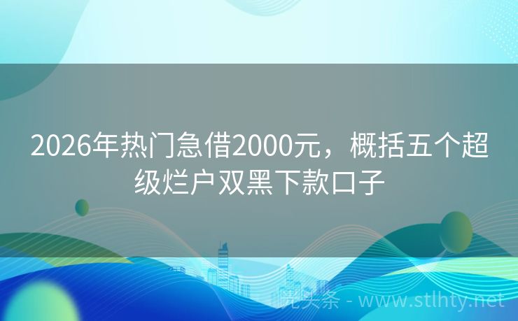 2026年热门急借2000元,概括五个超级烂户双黑下款口子
