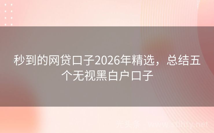 秒到的网贷口子2026年精选,总结五个无视黑白户口子