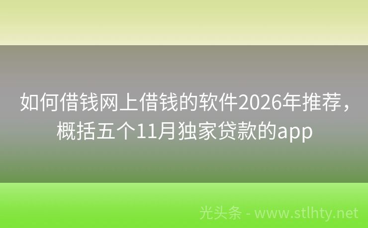 如何借钱网上借钱的软件2026年推荐,概括五个11月独家贷款的app