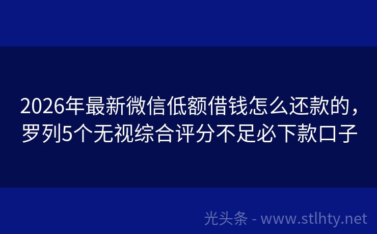 2026年最新微信低额借钱怎么还款的,罗列5个无视综合评分不足必下款口子