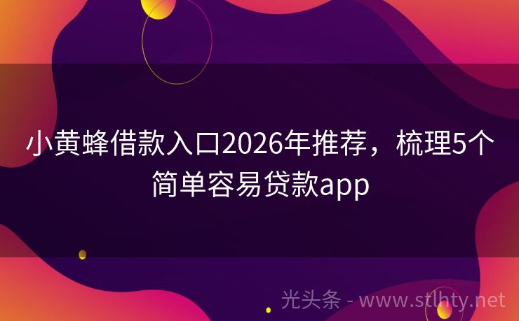 小黄蜂借款入口2026年推荐，梳理5个简单容易贷款app