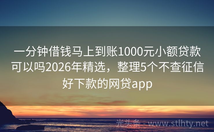 一分钟借钱马上到账1000元小额贷款可以吗2026年精选,整理5个不查征信好下款的网贷app