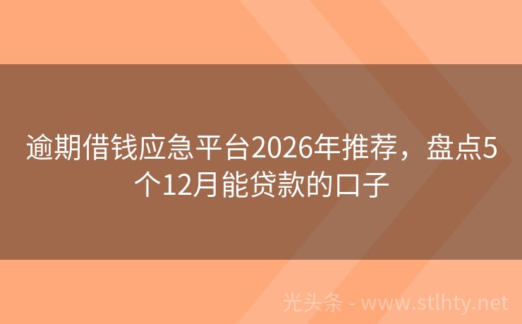 逾期借钱应急平台2026年推荐,盘点5个12月能贷款的口子