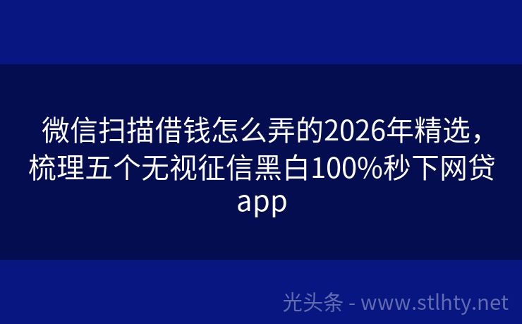 微信扫描借钱怎么弄的2026年精选,梳理五个无视征信黑白100%秒下网贷app
