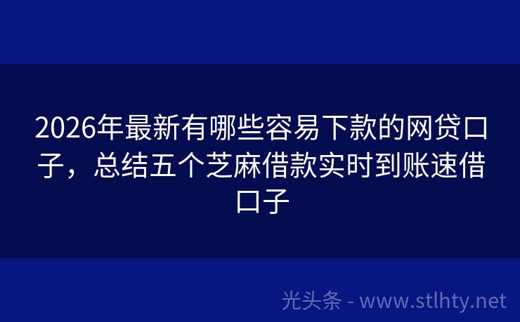 2026年最新有哪些容易下款的网贷口子,总结五个芝麻借款实时到账速借口子