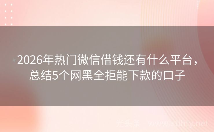 2026年热门微信借钱还有什么平台,总结5个网黑全拒能下款的口子