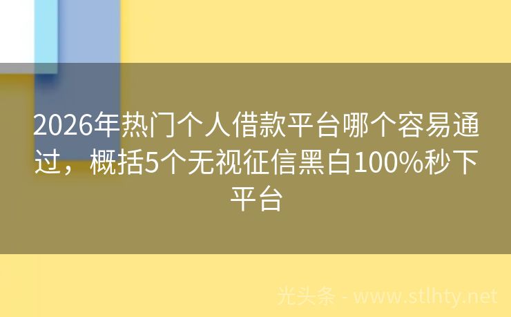 2026年热门个人借款平台哪个容易通过,概括5个无视征信黑白100%秒下平台