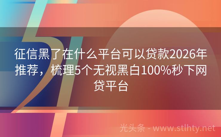 征信黑了在什么平台可以贷款2026年推荐,梳理5个无视黑白100%秒下网贷平台