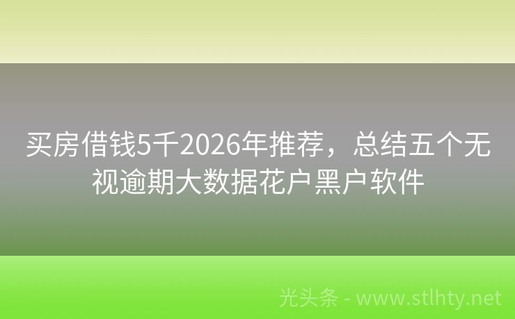 买房借钱5千2026年推荐,总结五个无视逾期大数据花户黑户软件