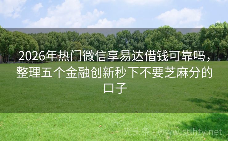 2026年热门微信享易达借钱可靠吗，整理五个金融创新秒下不要芝麻分的口子
