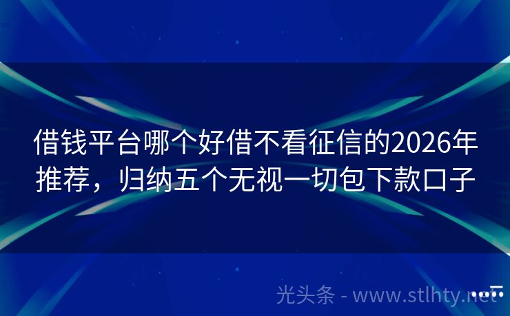 借钱平台哪个好借不看征信的2026年推荐，归纳五个无视一切包下款口子