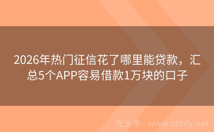 2026年热门征信花了哪里能贷款,汇总5个APP容易借款1万块的口子