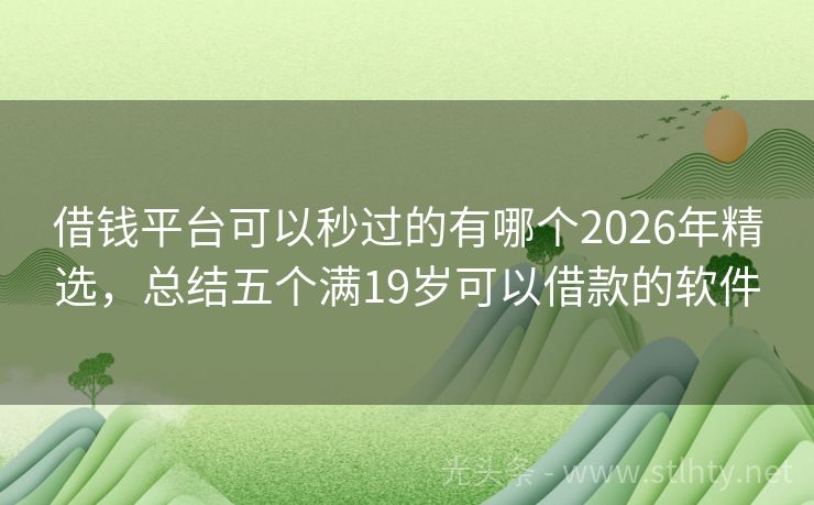 借钱平台可以秒过的有哪个2026年精选，总结五个满19岁可以借款的软件
