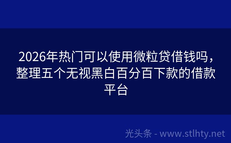 2026年热门可以使用微粒贷借钱吗，整理五个无视黑白百分百下款的借款平台