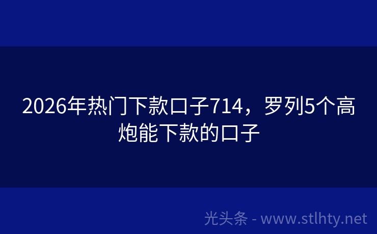 2026年热门下款口子714，罗列5个高炮能下款的口子