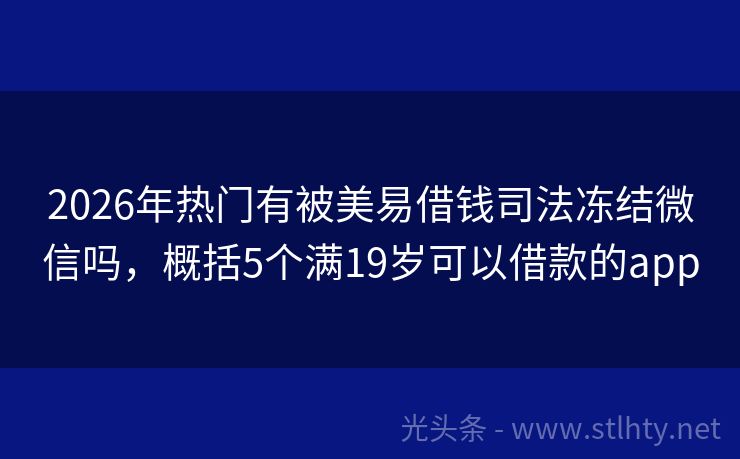 2026年热门有被美易借钱司法冻结微信吗，概括5个满19岁可以借款的app