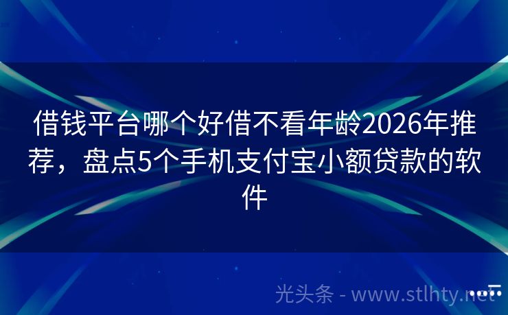 借钱平台哪个好借不看年龄2026年推荐,盘点5个手机支付宝小额贷款的软件