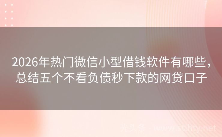 2026年热门微信小型借钱软件有哪些，总结五个不看负债秒下款的网贷口子