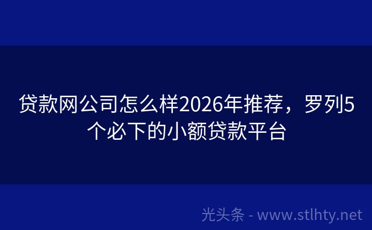 贷款网公司怎么样2026年推荐，罗列5个必下的小额贷款平台