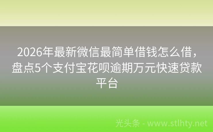 2026年最新微信最简单借钱怎么借，盘点5个支付宝花呗逾期万元快速贷款平台